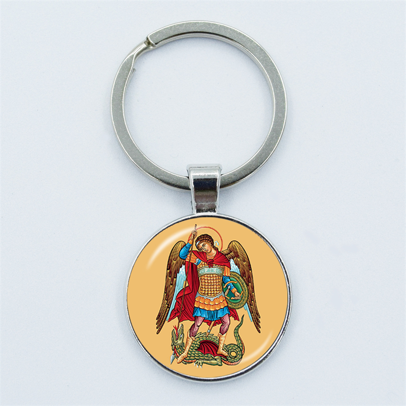 Aartsengel St.Michael sleutelhanger Bescherm mij Saint Shield Angel Protection hanger sleutelhanger Orhodox amulet christelijke sieraden cadeau