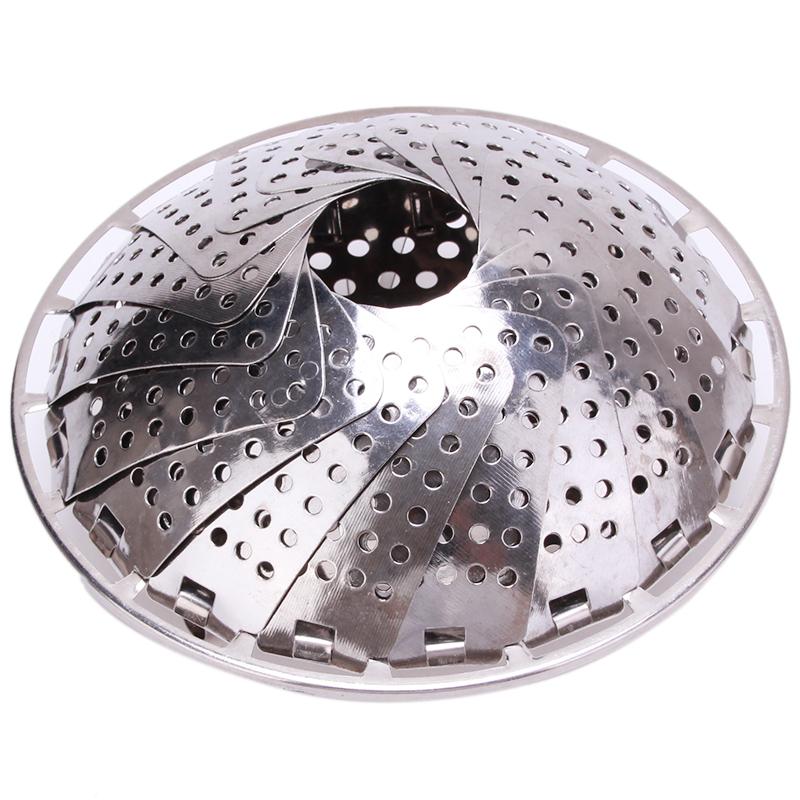 Stainless Steel Multifunctional Steamer Plate Silver Magic Retractable Folding Steaming Fruit Plate Disk