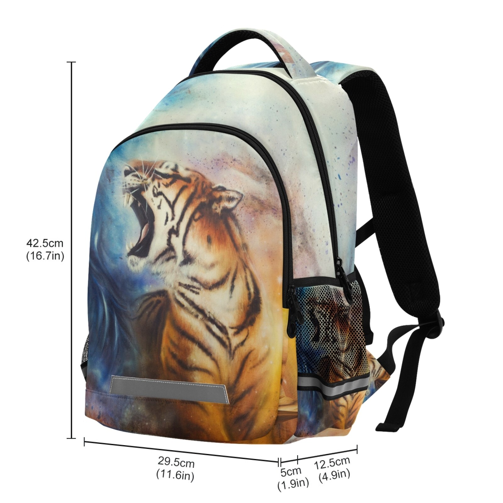 Schulrucksack mit tigerfellmuster für Teenager und jungen, großes fassungsvermöGen, reflektierender streifen, Laptop-Rucksack, mochila