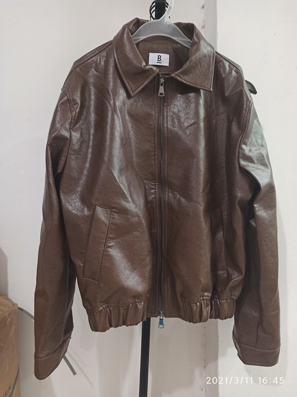 IEFB männer Kleidung Frühling Neue Übergroßen Mantel Koreanische Trend verlieren Beiläufige PU Leder Jacke Mantel Männlichen Reißverschluss Revers Kleidung 9Y4382: Braun / M