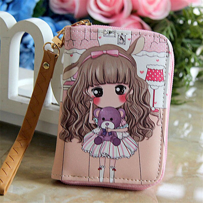 Cute Short Wallet Girl Korean Girl Purse Soft Surface PU Leather Cartoon Portable Wallet for Girls Small Coin Purse: 5