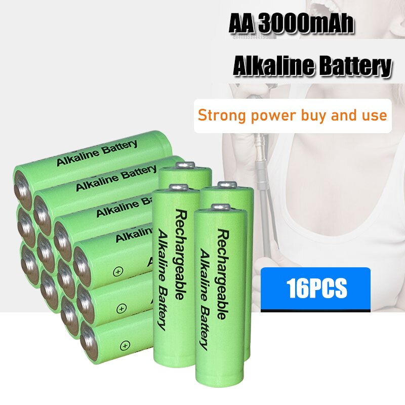 1.5v AA rechargeable battery 3000mah Alkaline Rechargeable batery for led light toy mp3: 16PCS