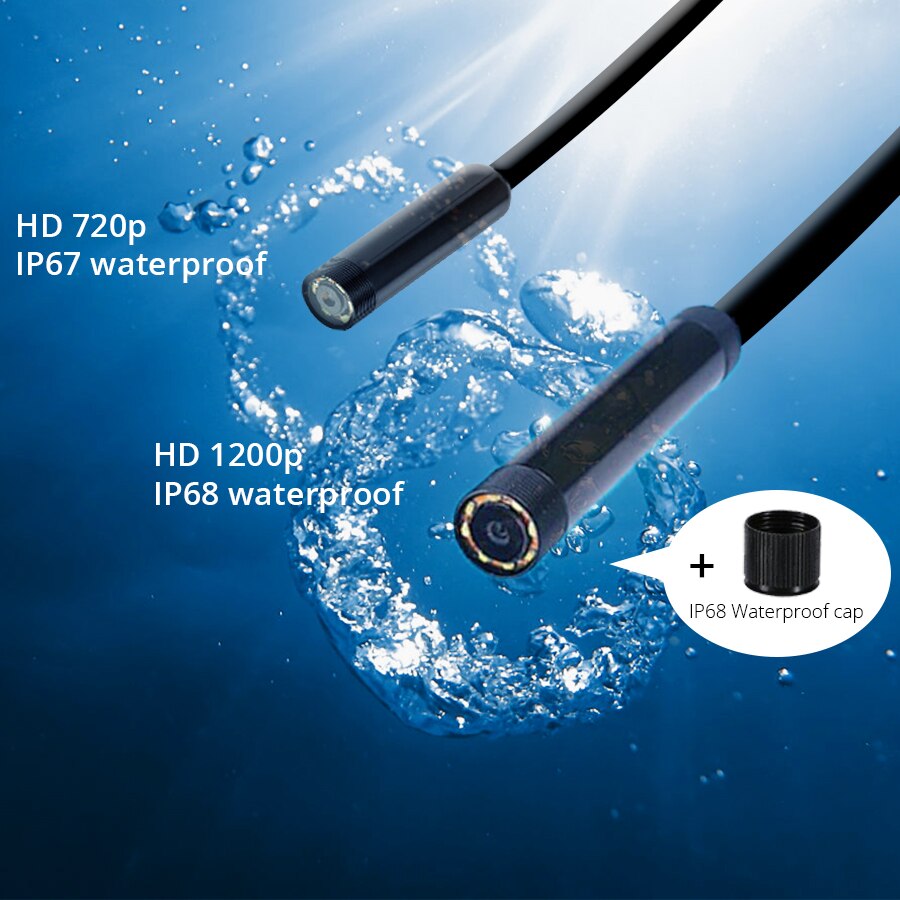 WIFI Endoscope Camera 8MM Mini Waterproof Wire Borescope 1M 2M 3.5M 10M IP68 8LED Inspection Camera For Android PC IOS Endoscope