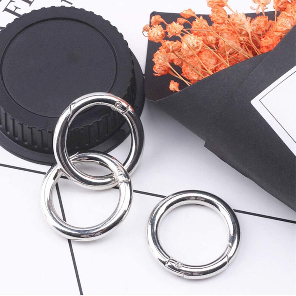 5pcs Metal O Ring Spring Clasps for DIY Jewelry Openable Round Carabiner Keychain Bag Clips