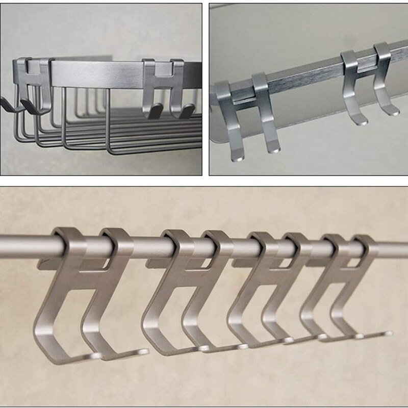 Ruimte Aluminium Douche Glazen Deur Haken H Vorm Opknoping Haak Badkamer Keuken Opbergrek Handdoek Servies Gratis Punch Hanger