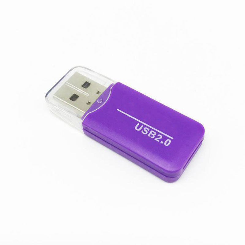 Lector de tarjetas SIM de memoria Mini USB 2,0 TF portátil, adaptador T-Flash de alta velocidad para PC, portátil, ordenador portátil, altavoz para vehículo: Plata