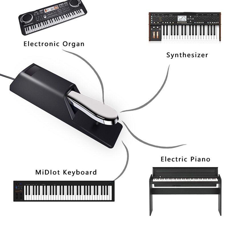 6.5Mm Gat Piano Keyboard Sustain Demper Pedaal Voor Casio Roland Elektrische Piano Elektronische Toetsenbord Elektronisch Orgel
