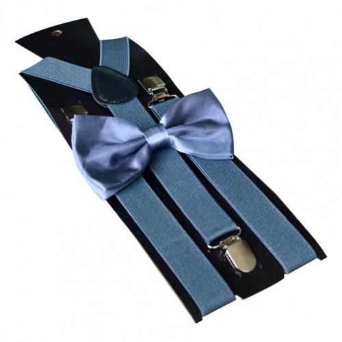 Bretelles robustes pour hommes, noir, 17 couleurs, 3 pinces solides, pantalon élastique réglable, bretelles, travail, fête: Dark Grey