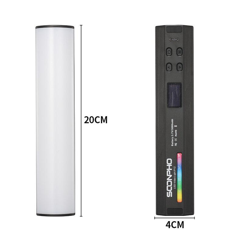 SOONPHO P12 LED RGB Photography Lighting Stick Handheld Soft Light Tube Stick Video Lamp For Photography Studio