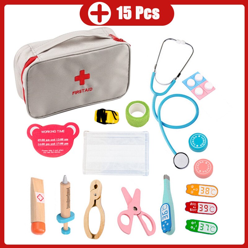 Kinderen Houten Doctor Case Rollenspel Pretend Speelgoed Set Stethoscoop Otoscoop En Tandheelkundige Spiegel Doctor Rollenspel: 3
