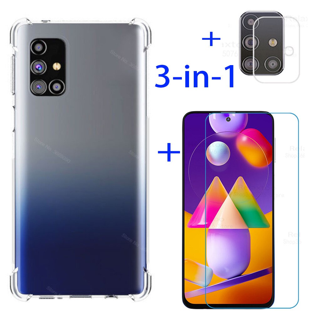 Case, beschermende Glas Samsun M31s Gehard Glas Lens Screen Protector Voor Samsung Galaxy M31s M 31 S 31 S Glas Galax m31s Case: for samsung m31s / 3in1