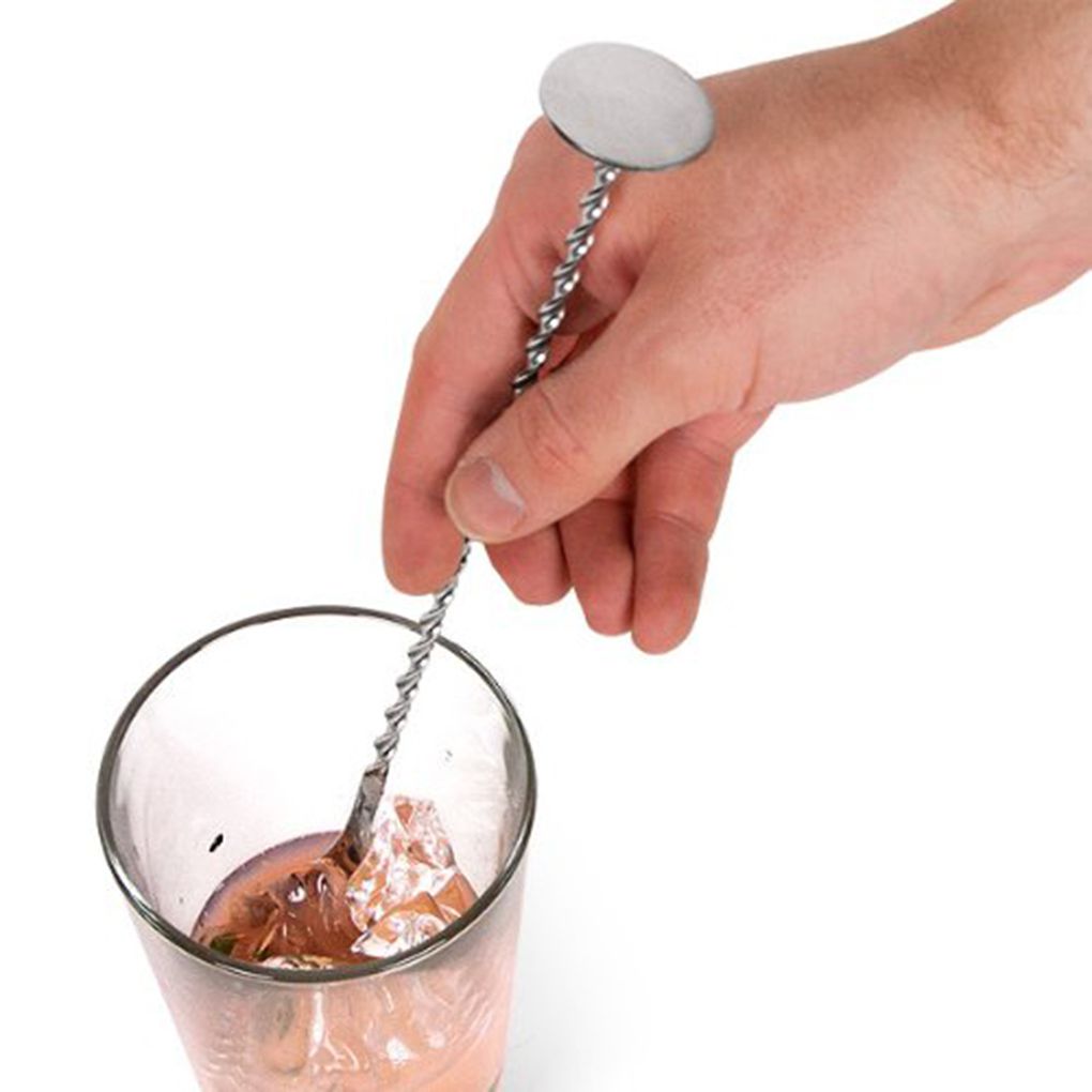 Stainless Steel Cocktail Bar Spoons Spiral Pattern Drink Shaker Muddler Stirrer Twisted Mixing Spoon