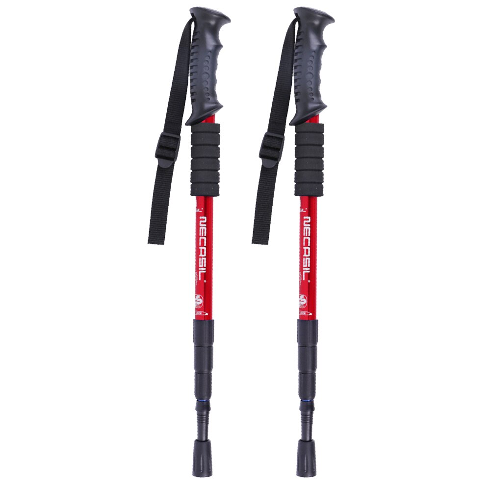 NECASIL G103 Outdoor Climbing Trekking Pole 4-section Walking Stick Kit Shock-absorbing Cane With Telescopic Inner Lock Pole: Red