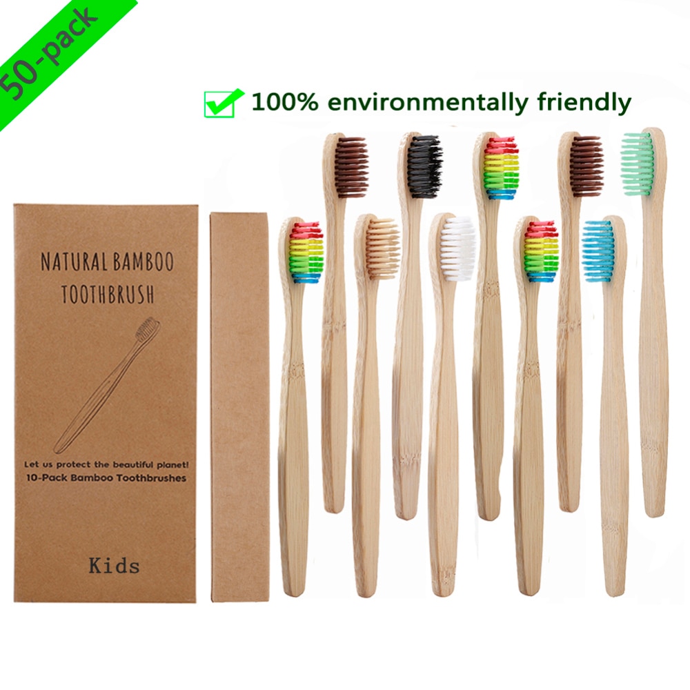 50pcs Natural Bamboo Toothbrush Wood Toothbrushes Soft Bristles Capitellum Fiber Teeth brush Eco-Friendly Oral Tooth Care: for Child