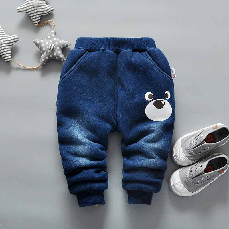 Nyfødte baby varme jeansbukser vinter lille barn afslappet bomuld fuld længde bukser til bebe drenge spædbarn ababy fashoin tykke tøj