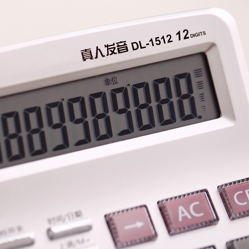 Deli Economical Crystal Button Calculator Real Human Pronunciation 12-bit Large Screen Display for Office School Financial