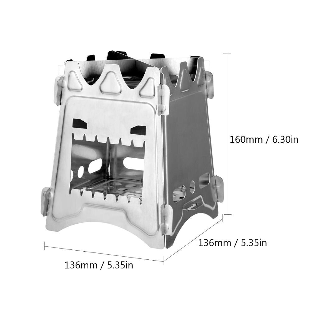 Draagbare Camping Titanium Kachel Hout Kachel Outdoor Oven Picknick Ultralight Opvouwbare Koken Afneembare Kachels Camping Apparatuur: Stainless Steel