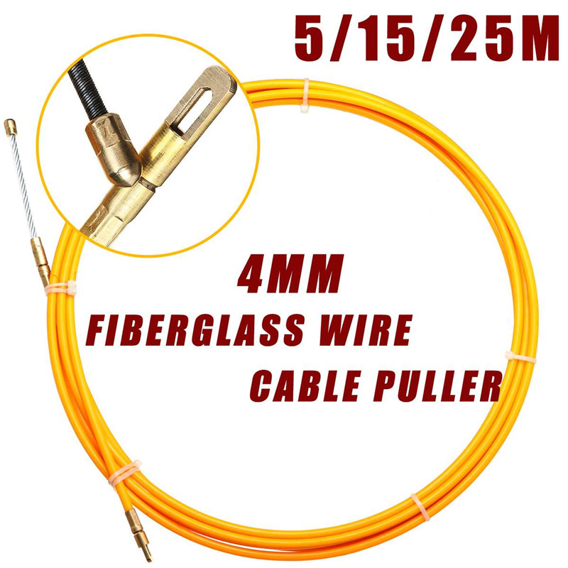 5M/15M/25M 4mm Dia. Cable Puller Fish Tape Reel Puller Fiberglass Electric Wire Conduit Ducting Rodder Pulling Cable Push Puller