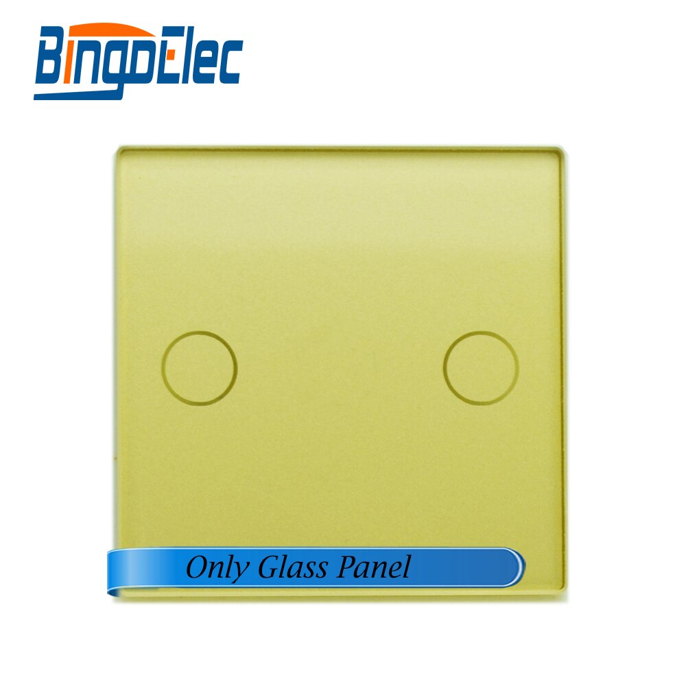 Panel glass, can be used with Bingoelec socket module and any frame, switch module, providing assembly and customization service: 2G Glass Gold