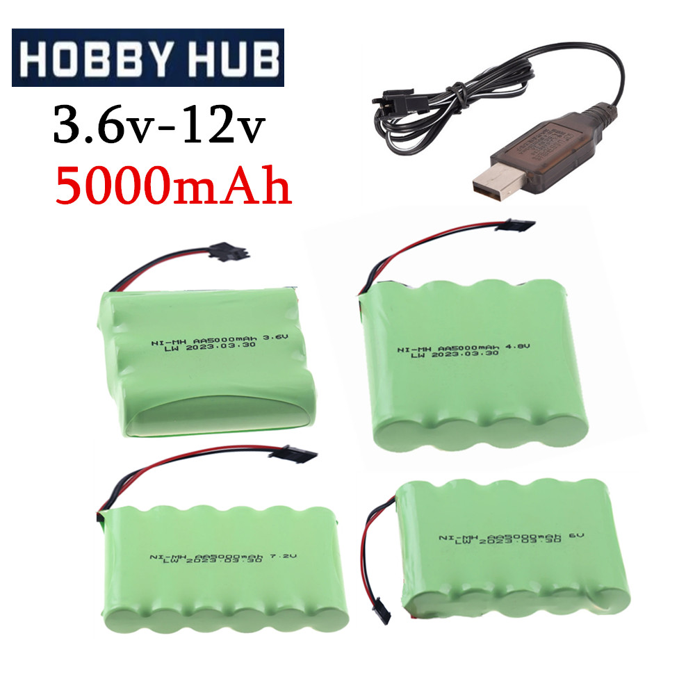 3.6V/4.8V/6V/7.2V/8.4V/9.6V/12v 5000mah NI-MH AA 3000mah Rechargeable Battery Pack For Remote Control Toys Electric Car SM Plug