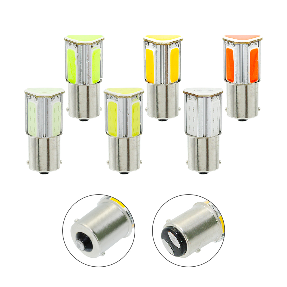 1Pcs 1156 Led P21W BA15S 4 Cob Auto Richtingaanwijzer Tail Brake Bulb 12V 1157 BAY15D Auto parking Backup Reverse Lamp