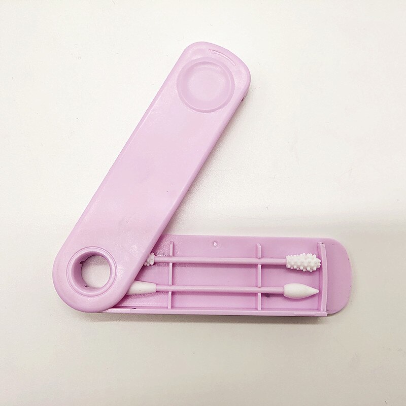 1PC Reusable Cotton Swabs Earpick Boxed Cleaning Silicone Buds Double-headed Makeup Swabs Sticks Soft Flexible Ear Care Tools: Pink
