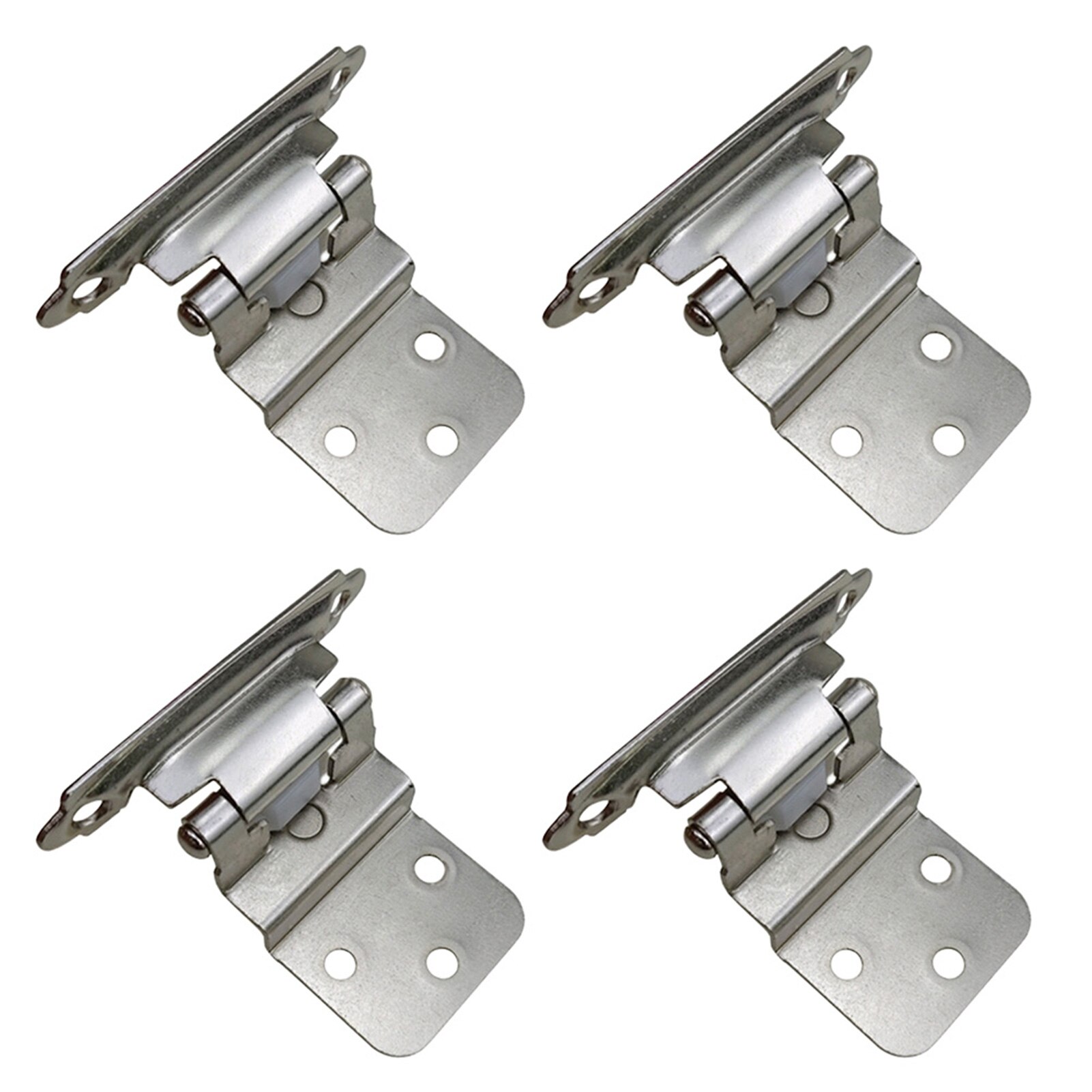 4pcs Cabinet Iron With Spring Hardware Multi Fold Furniture Self Closing Easy Install Hotel Door Hinge Locking Office Cuoboard: Silver