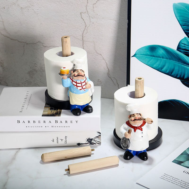 Hars chef-kok beeldjes met dubbele laag keukenpapier houder banketbakkerij restaurant keuken knutselen huisdecoratie kunst ornament