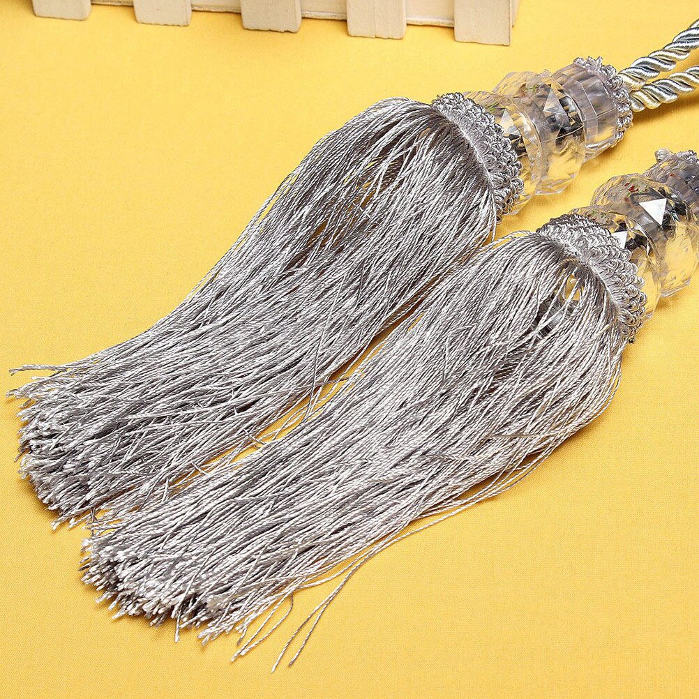 Prachtige europese stijl gordijn kwastjes hangbal kleine kristallen dubbele bol landelijke gordijn tieback 1 paar: Grijs