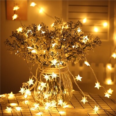 6 m DIY Fairy Kerst Led String Lights Nieuwjaar Natal Decoratie Sterren Lights Xmas Tree Garland Home Ornamenten Batterij aangedreven: 5