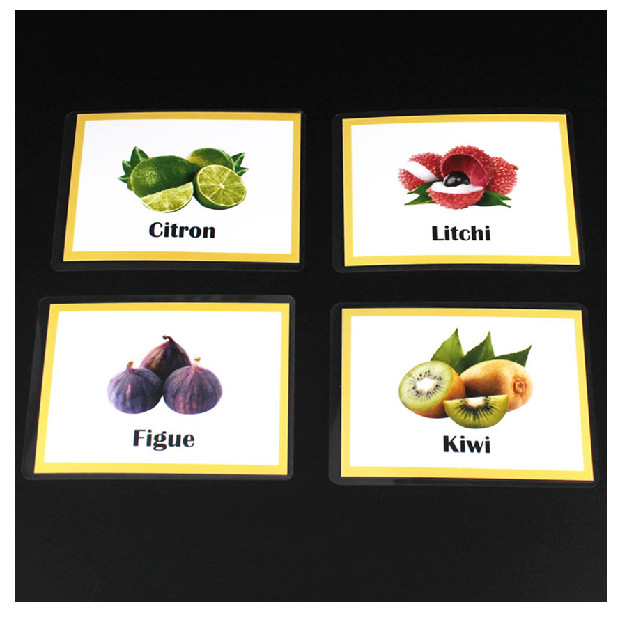 French Children Card Flash Card Fruit Fruit 21 Kindergarten Waterproof Word Cards Early Education Enlightenment Teacher Teaching
