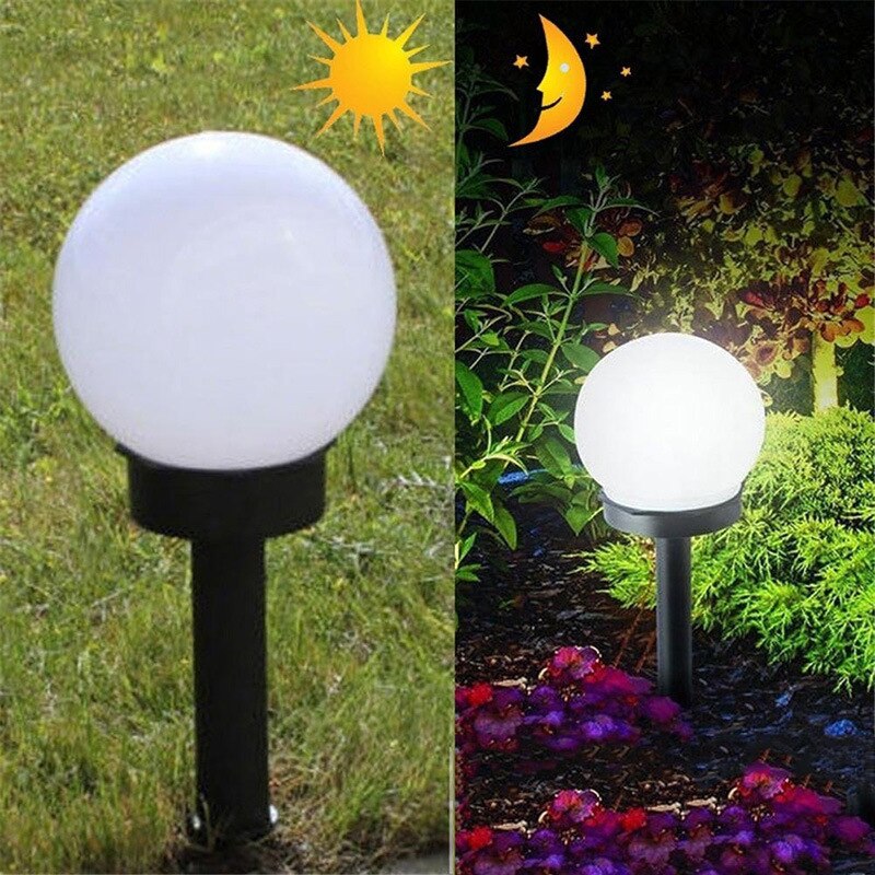 2 stk/parti runde ledet solenergi utendørs hage bane gård ball lys lampe plen vei uteplass hage gårdsplass plen vei bakken lys