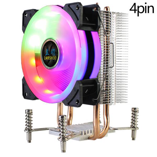 LANSHUO CPU Cooler RGB CPU Radiator 2 Heat Pipes Ultra Quiet Cooler Fan for LGA X79 X99 X299(3/4pin /Single/Dual Fan): 4Pin Single Fanlight