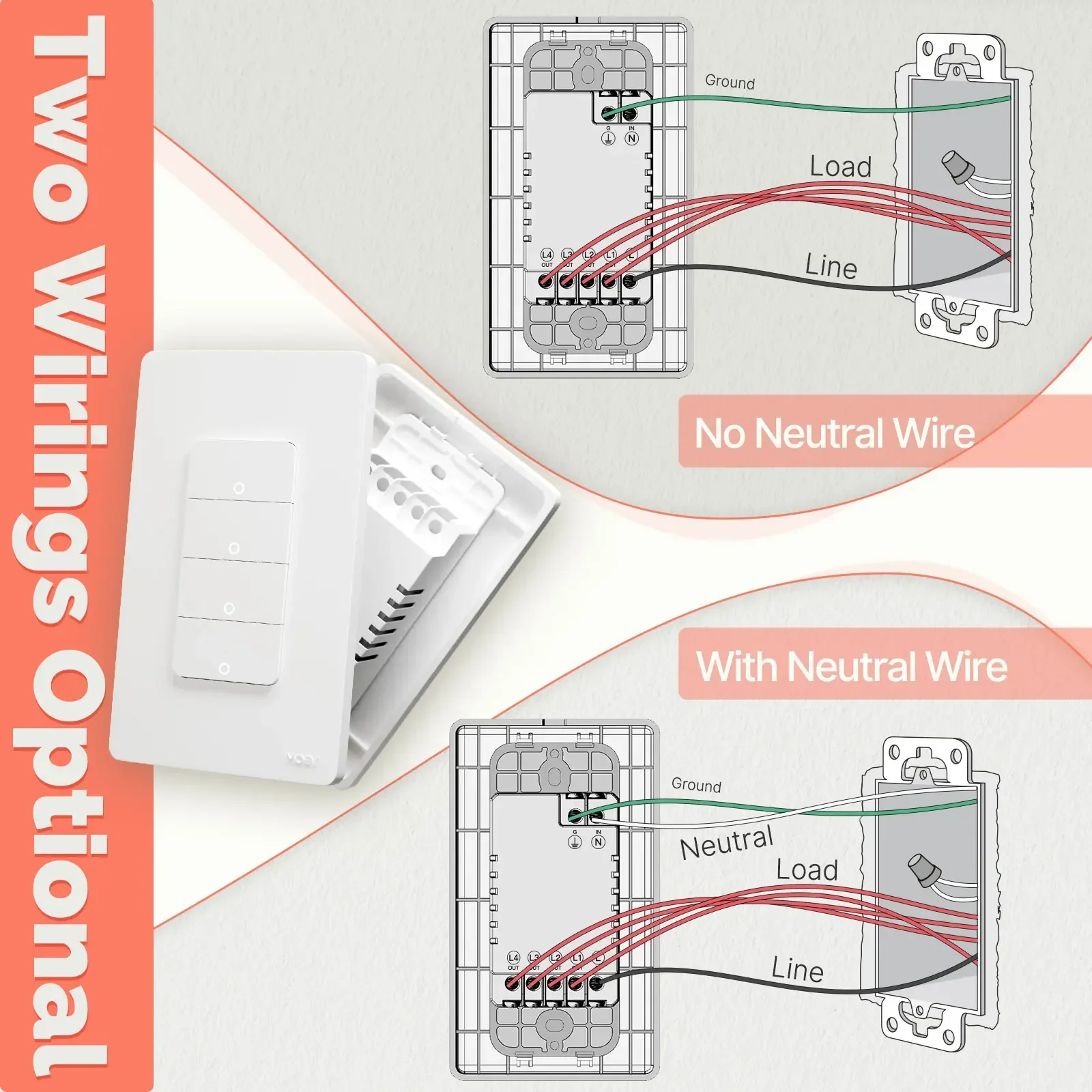 MOES-interruptor de luz inteligente Tuya ZigBee US, interruptor de pared con botón, funciona con Alexa, Google Home, cable neutro, No requiere cable neutro