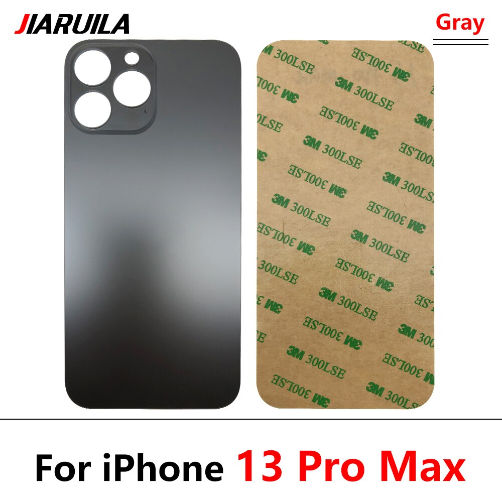 Big Hole powrót bateria drzwi tylna pokrywa szklana pokrywa baterii Case z klejem zamiennik dla iPhone 13 Pro Max: For 13 Pro Max Gray
