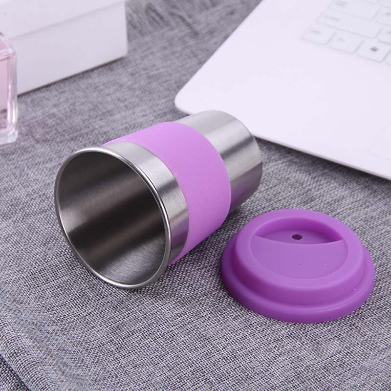 500ml Portable Practical Reusable Stainless Steel Silicone Cap Coffee Cups Eco Friendly Non-slip Travel Mugs Useful Wine Cup