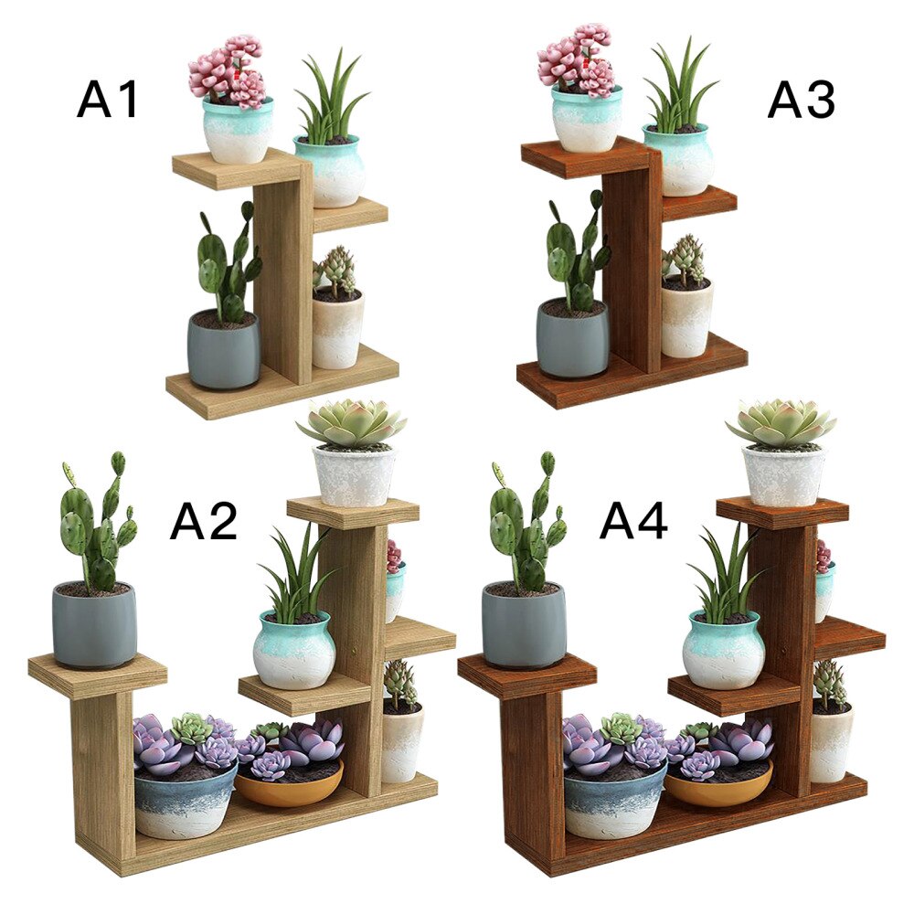Rack Shelf Flower Display Stand Simple Indoor Organizer Bonsai Desk Balcony Garden Wooden Plant Shelves