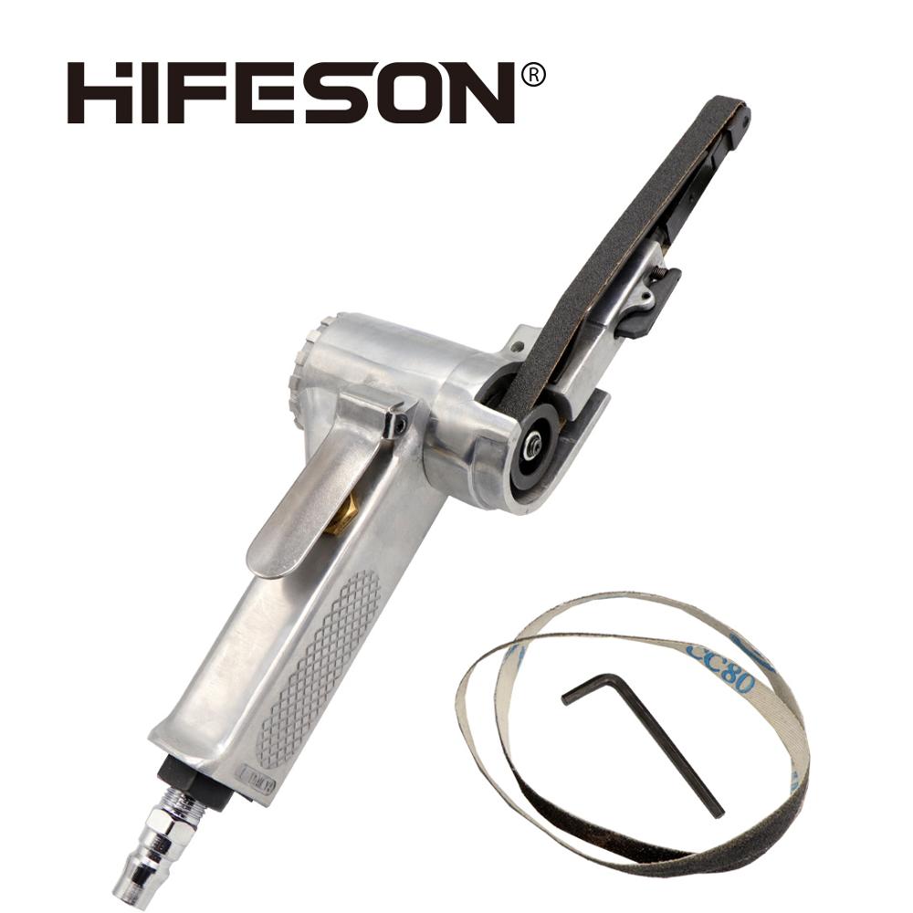 Hifeson 10*330mm luftbåndssliber luftvinkelslibemaskine slibemaskine med slibebånd til luftkompressor