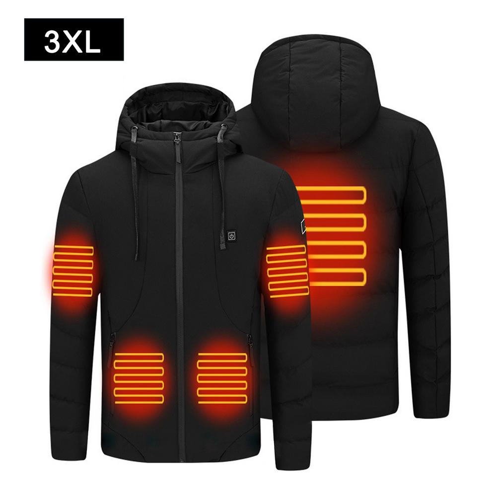 Fem zone varme jakke smart opvarmning tøj usb opladning hætte elektrisk jakke feber vandtæt jakke elektrisk skidragt: 4xl