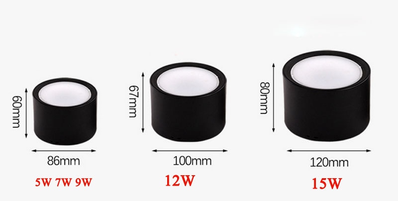 Oberfläche Montiert 12W 15W LED downlight Fahrer Decke Lampen 5W 7W 9W cob led spot lichter Decke Leuchten Beleuchtung WEIß