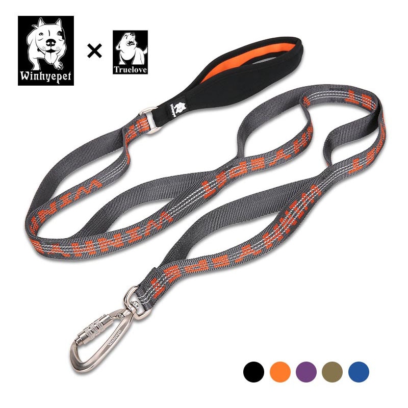 Truelove hondenriemen, duurzame reflecterende hondenriem van nylon, verstelbare trainingsriem met meerdere handgrepen voor honden.