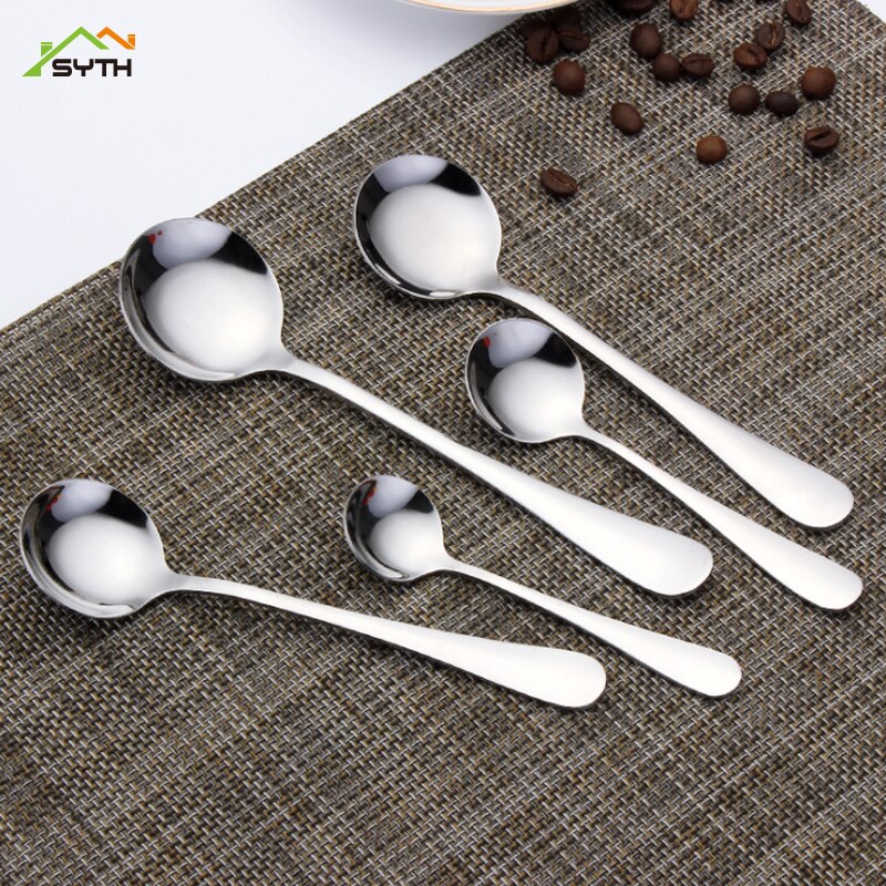 Thick stainless steel spoon High-end western tableware main round spoon Dessert spoon factory direct cute spoon