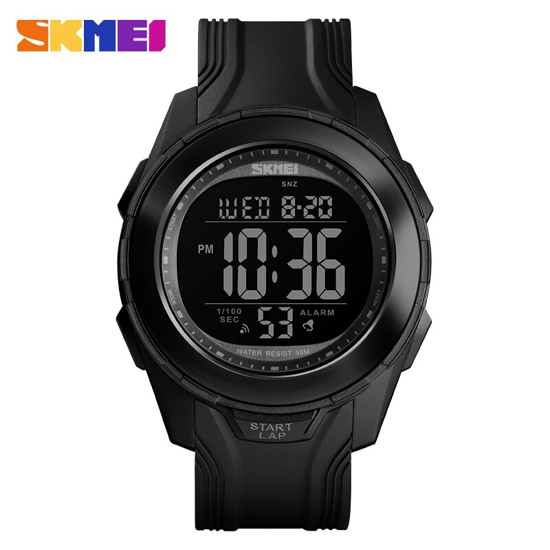 Skmei Mode Horloge Mannen Multifunctionele Digit Horloge Waterdicht Wekker Rvs Case Horloges Relogio Digitale Horloge: All black