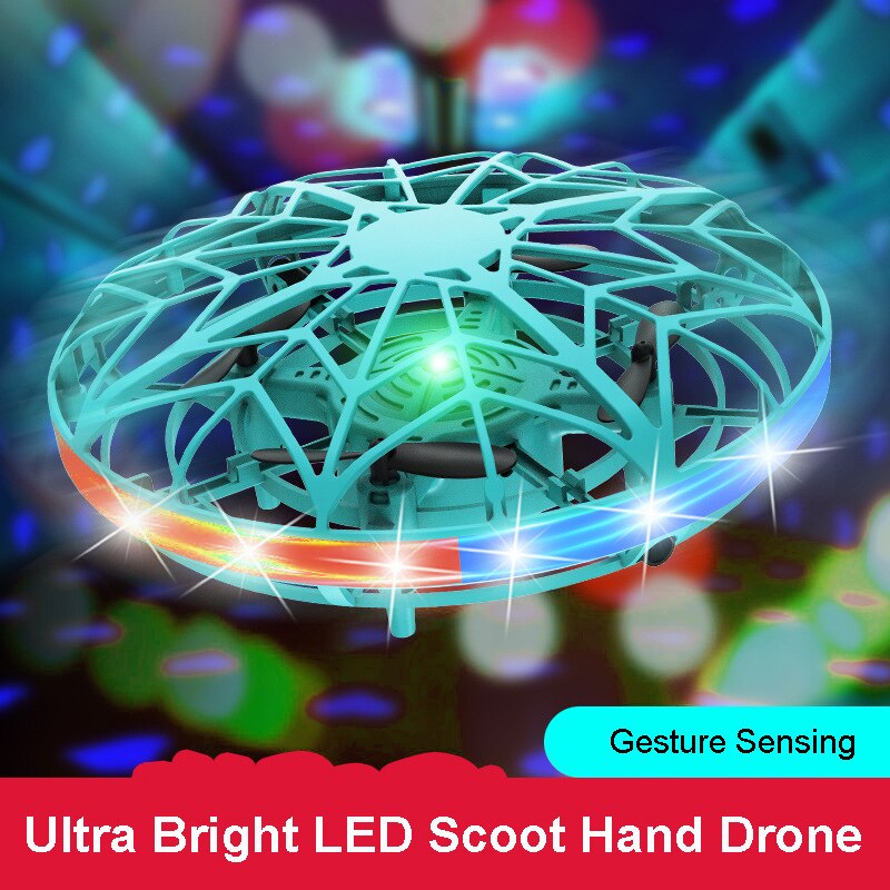 Upgraded Version UFO Aircraft Hand Sensing Infrared Sensor Indoor Flying Toys LED UFO Mini Drone Toy Remote Control USB Charging
