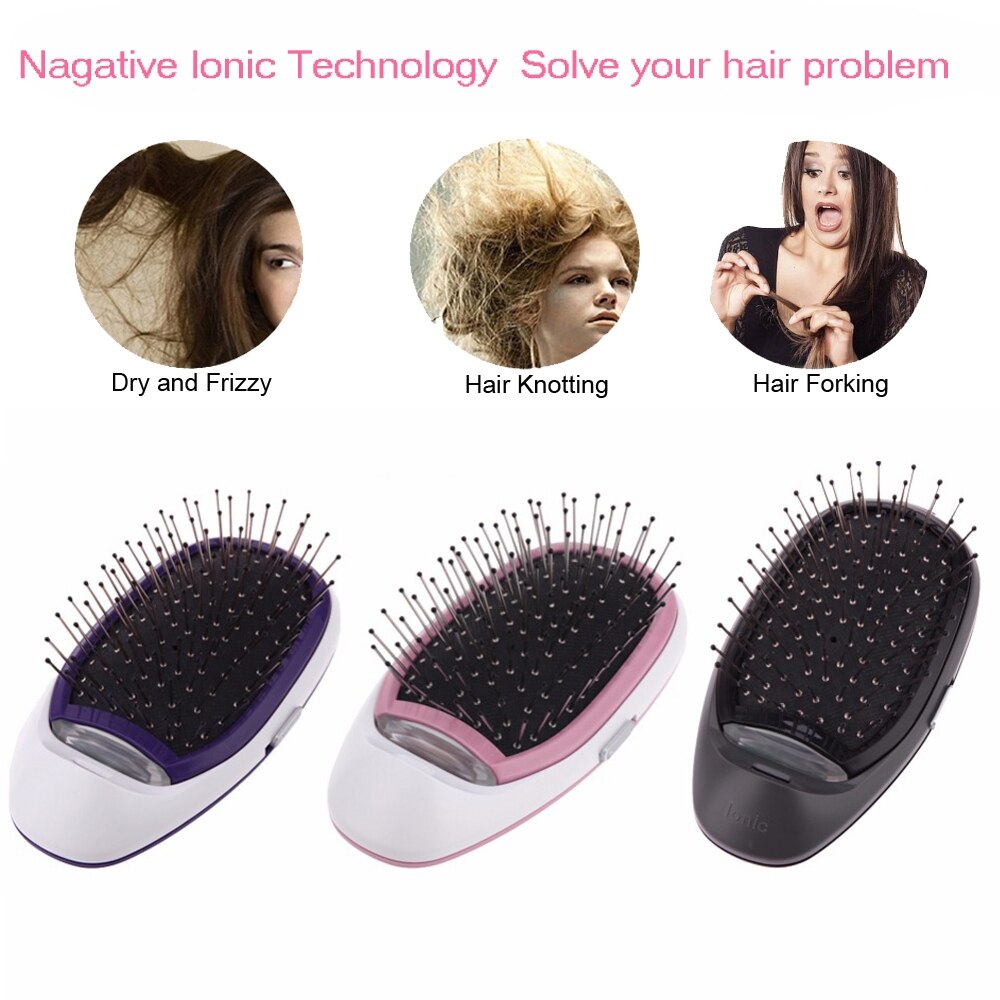 Portable Ionic Hairbrush Electric Hair Brush Anti-static Magic Negative Ion Hair Massage Comb More Frizz Hair Styling Tool