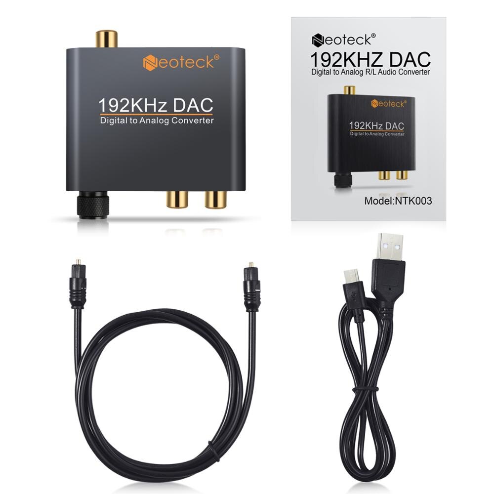 PROZOR Digital a convertidor de Audio analógico RCA 3,5mm Jack Coaxial Toslink a estéreo analógico 192kHz Adaptador convertidor de aluminio DAC: Default Title