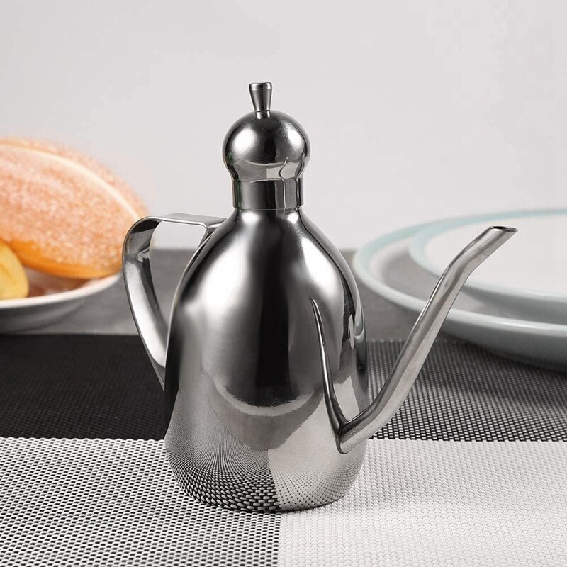 Olive Oil Dispenser, Stainless Steel Oil/Vinegar Pot/Olive Oil Bottle/Olive Oil Can Storage Container(350Ml)