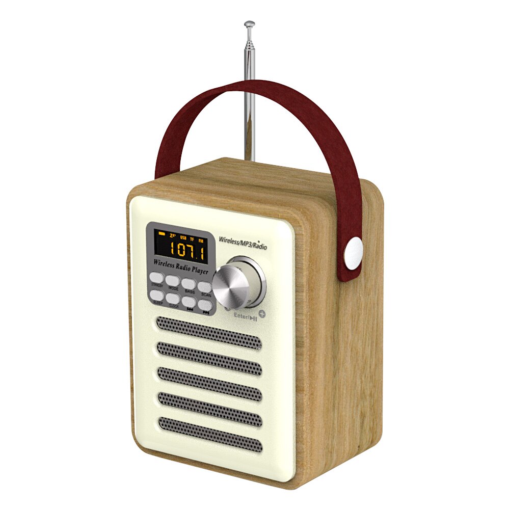 Mini Portable Radio Handheld Digital FM Receiver USB TF MP3 Player Bluetooth Speaker Rechargeable Home Digital Clock