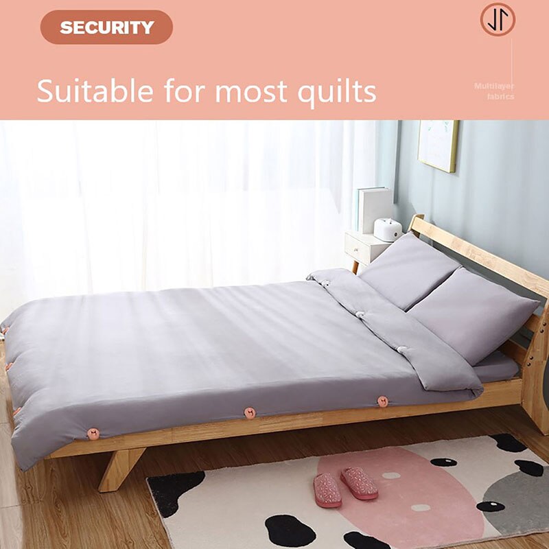Couverture de lit avec attache en plastique, 4 pièces, housse de couette, accessoires antidérapants