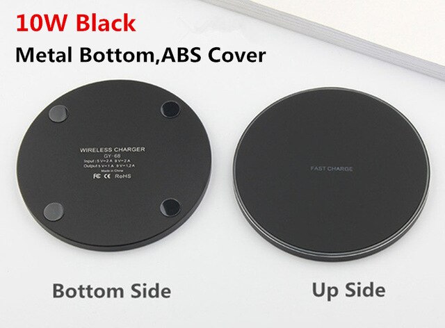 Qi Draadloze Oplader 10 W/7.5 W/5 W QC3.0 Snelle Telefoon Oplader Voor Iphone 11 X Xr xs Max Samsung S10 9 Xiaomi Draadloze Usb Lader Pad: 10W Black Metal